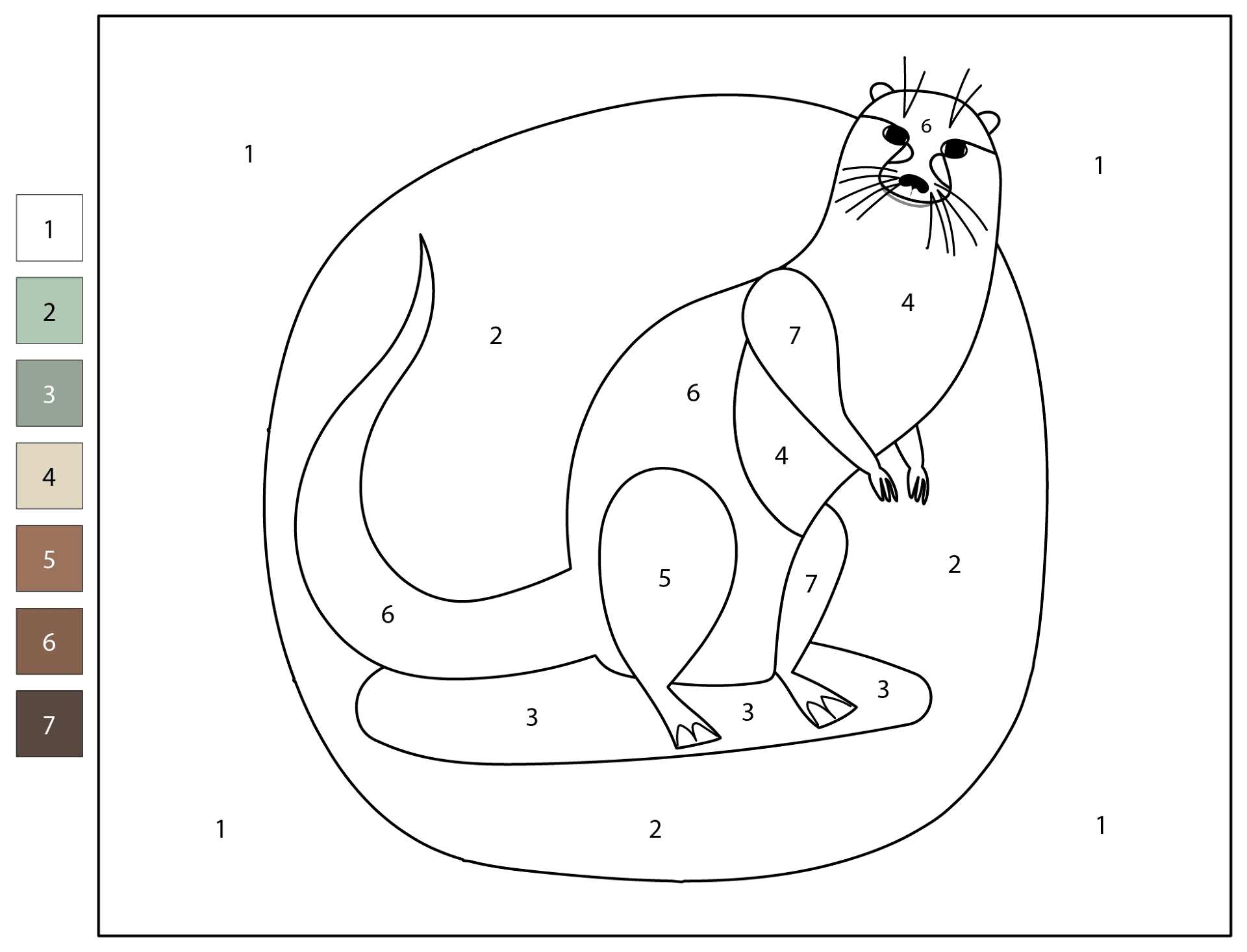 Desenho de Lontra para colorir e imprimir: número 25