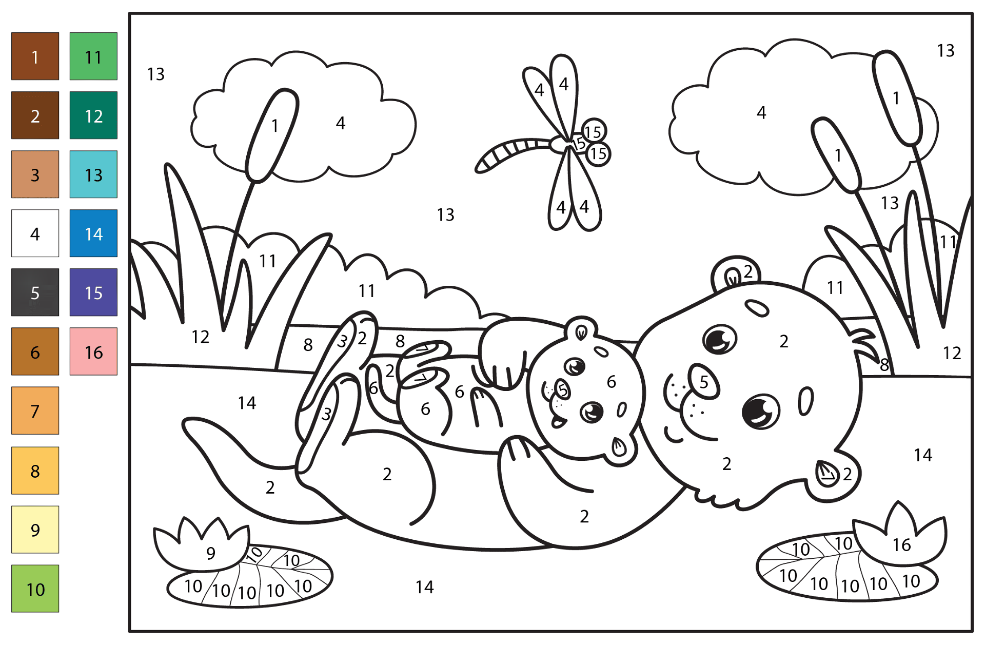 Desenho de Lontra para colorir e imprimir: número 40
