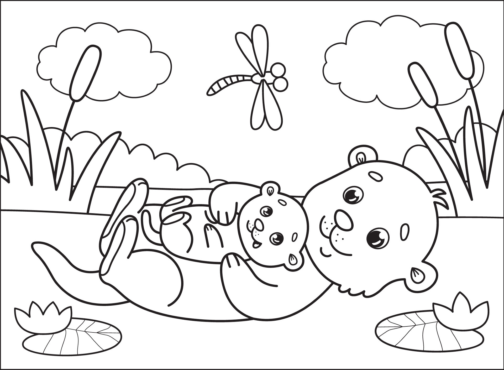 Desenho de Lontra para colorir e imprimir: número 48