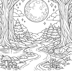 Desenho de Lua para colorir e imprimir: número 3