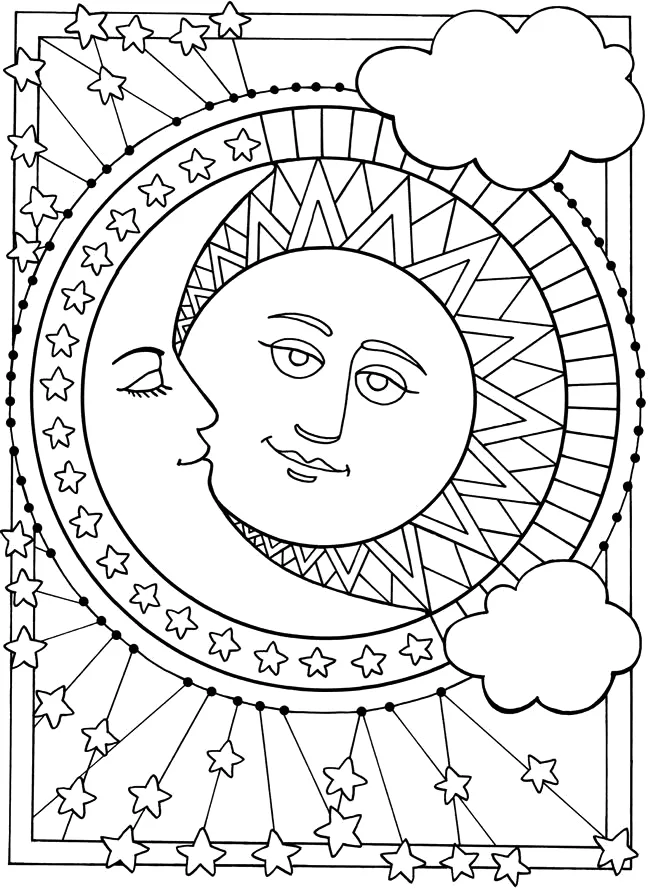 Desenho de Lua para colorir e imprimir: número 4