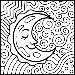 Desenho de Lua para colorir e imprimir: número 8