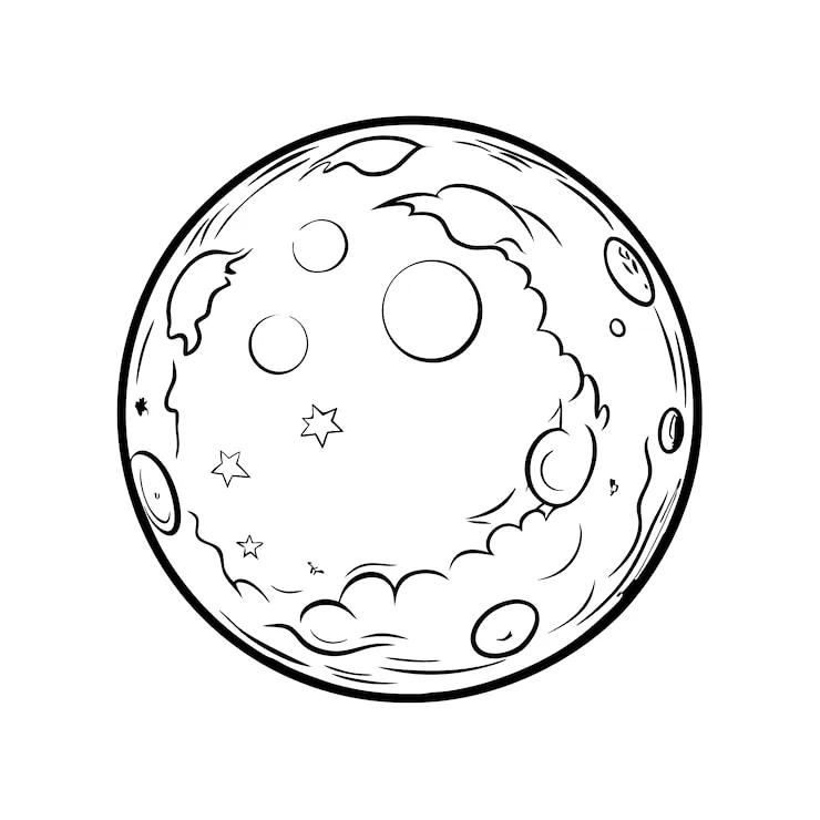 Desenho de Lua para colorir e imprimir: número 10