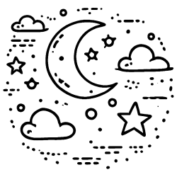 Desenho de Lua para colorir e imprimir: número 12