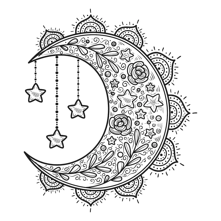 Desenho de Lua para colorir e imprimir: número 14