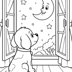 Desenho de Lua para colorir e imprimir: número 17