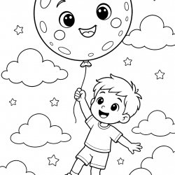 Desenho de Lua para colorir e imprimir: número 19
