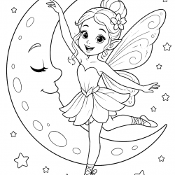 Desenho de Lua para colorir e imprimir: número 21