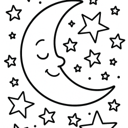 Desenho de Lua para colorir e imprimir: número 25