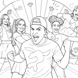 Desenho de Luccas Neto para colorir e imprimir: número 4