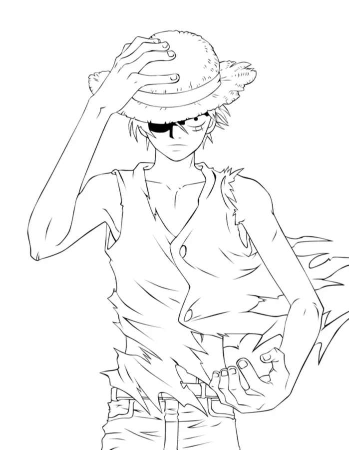 Desenho de Luffy para colorir e imprimir: número 2