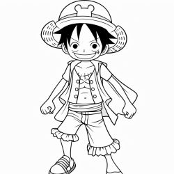 Desenho de Luffy para colorir e imprimir: número 3