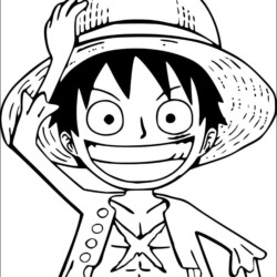 Desenho de Luffy para colorir e imprimir: número 5