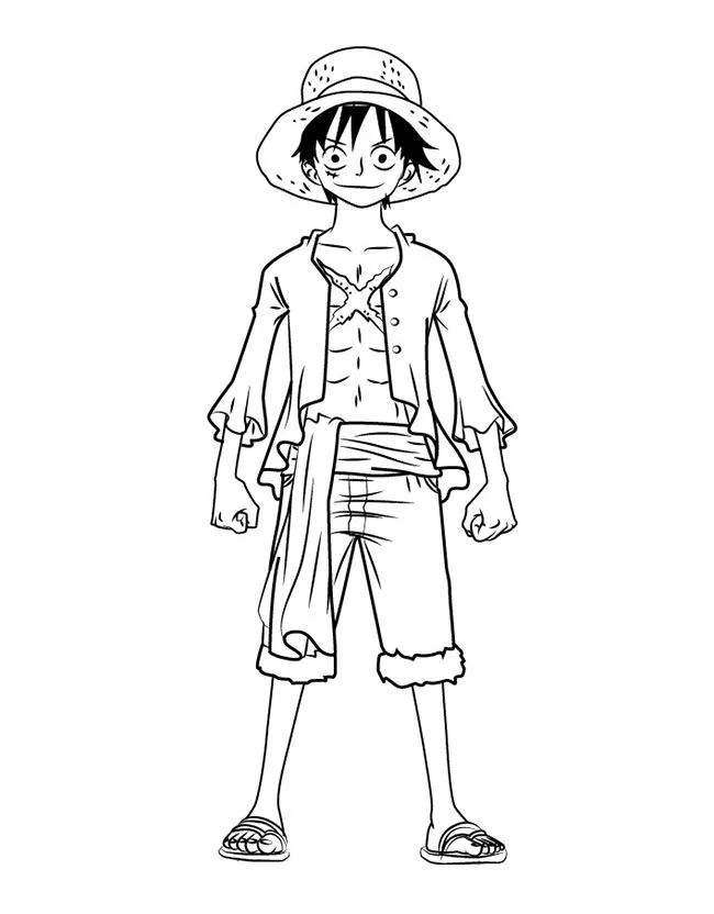 Desenho de Luffy para colorir e imprimir: número 7