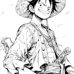 Desenho de Luffy para colorir e imprimir: número 10