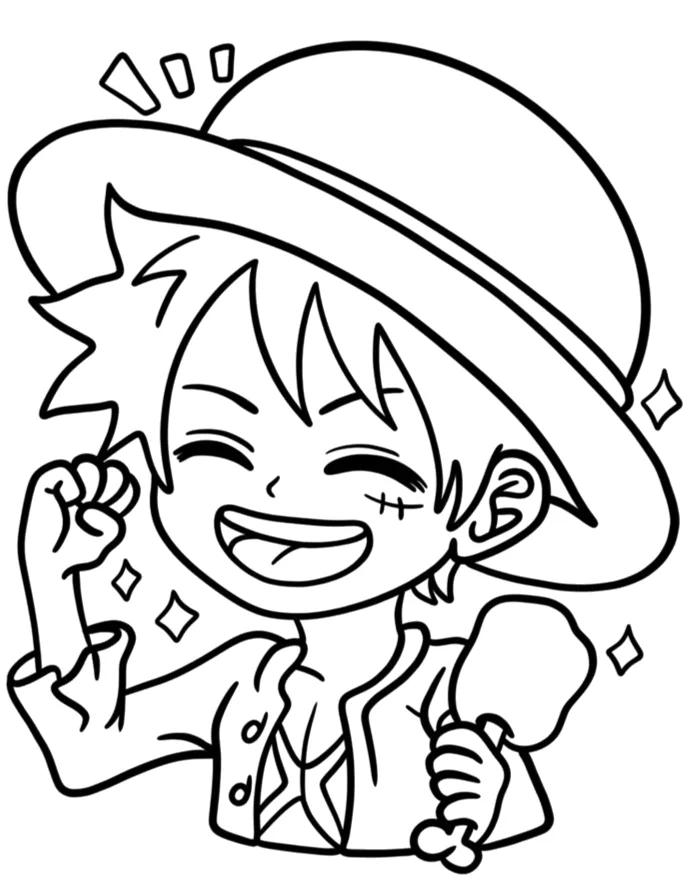 Desenho de Luffy para colorir e imprimir: número 14