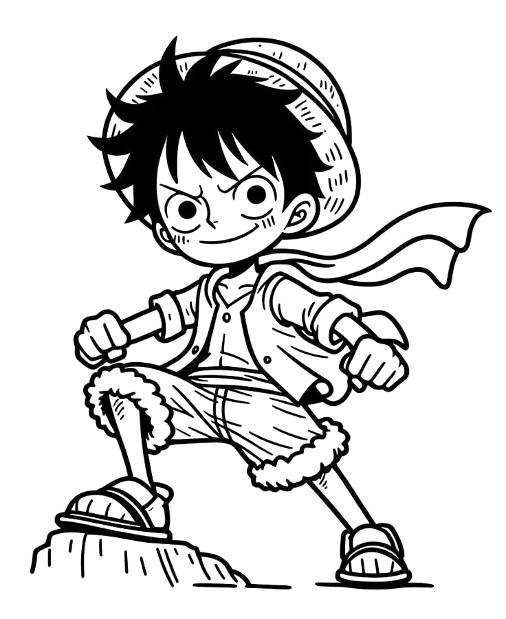 Desenho de Luffy para colorir e imprimir: número 16