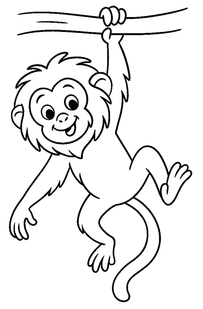 Desenho de Macacos para colorir e imprimir: número 1