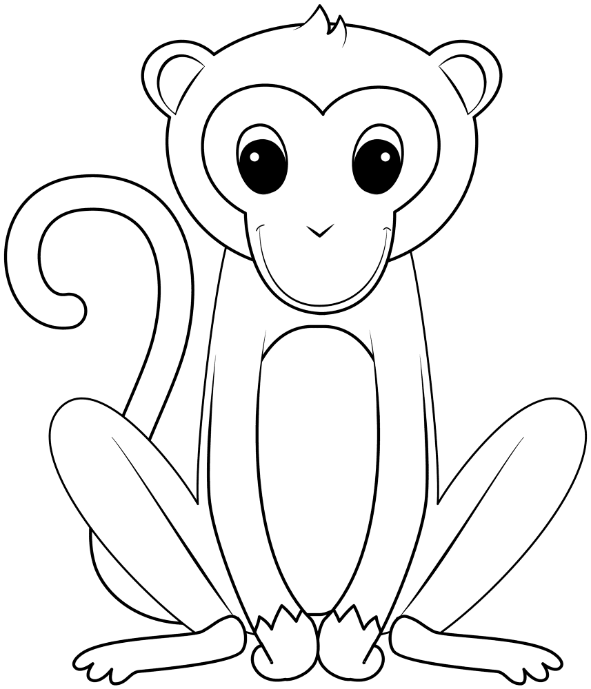 Desenho de Macacos para colorir e imprimir: número 5