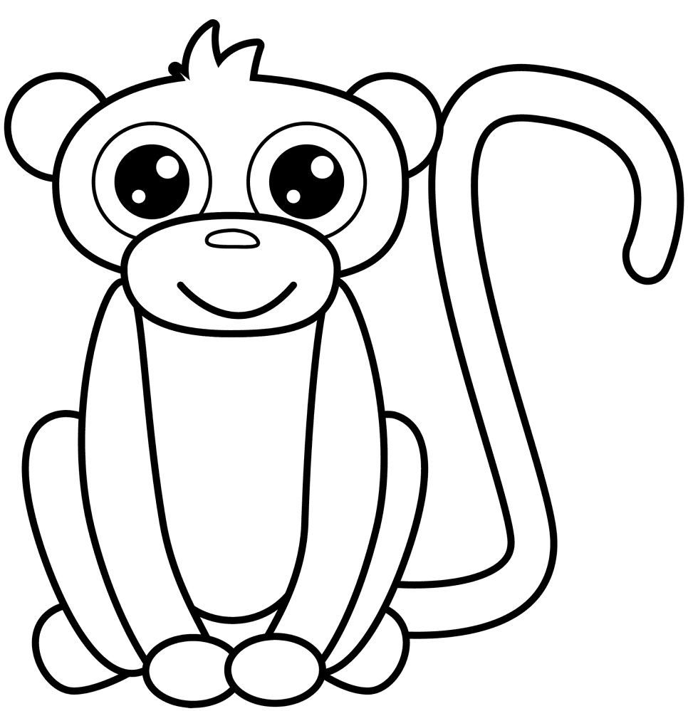 Desenho de Macacos para colorir e imprimir: número 9