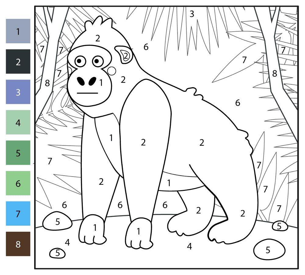 Desenho de Macacos para colorir e imprimir: número 10