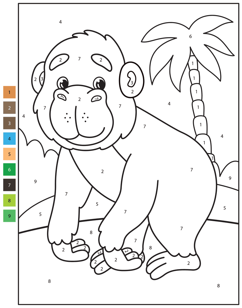 Desenho de Macacos para colorir e imprimir: número 11