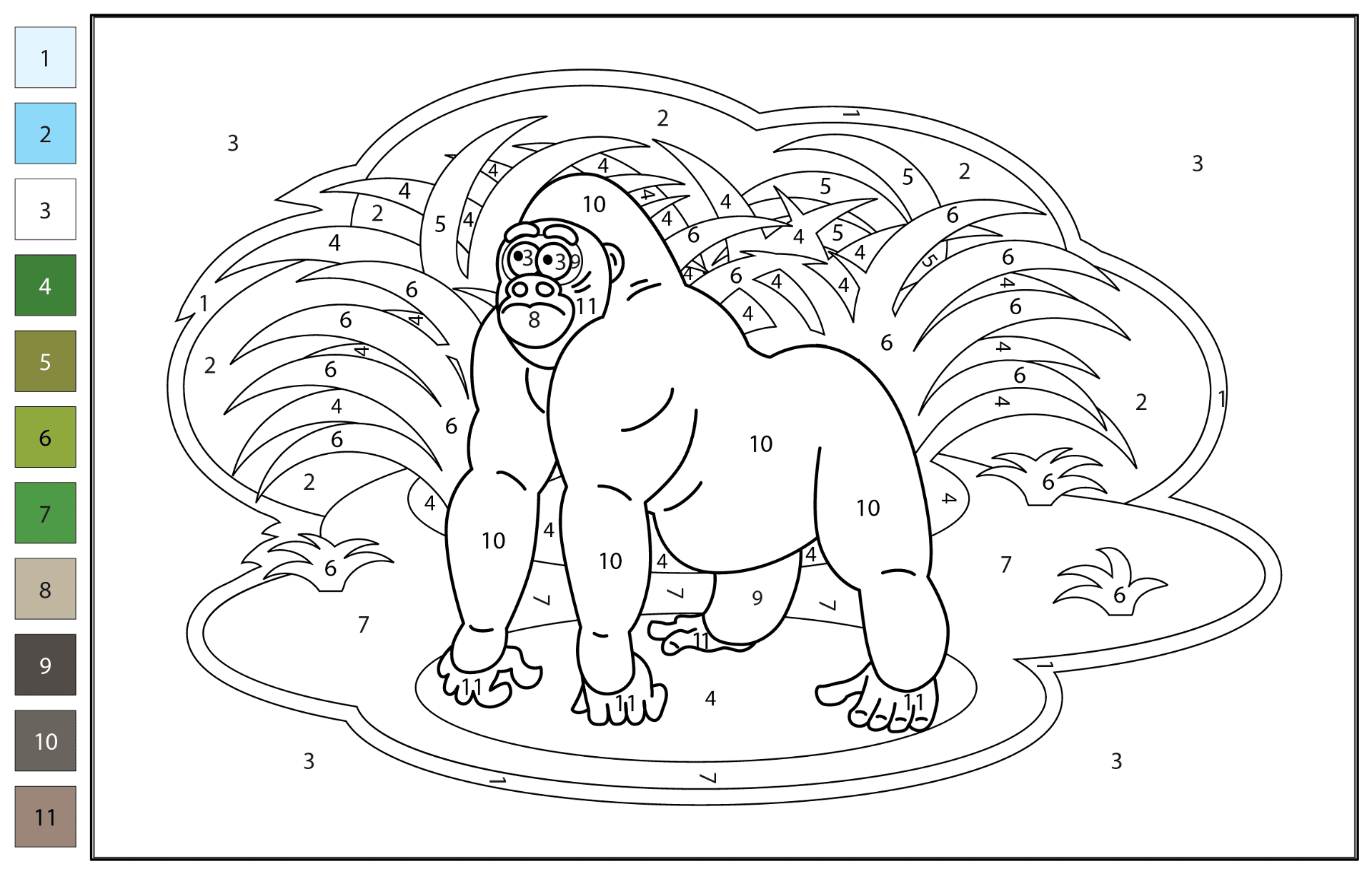 Desenho de Macacos para colorir e imprimir: número 14