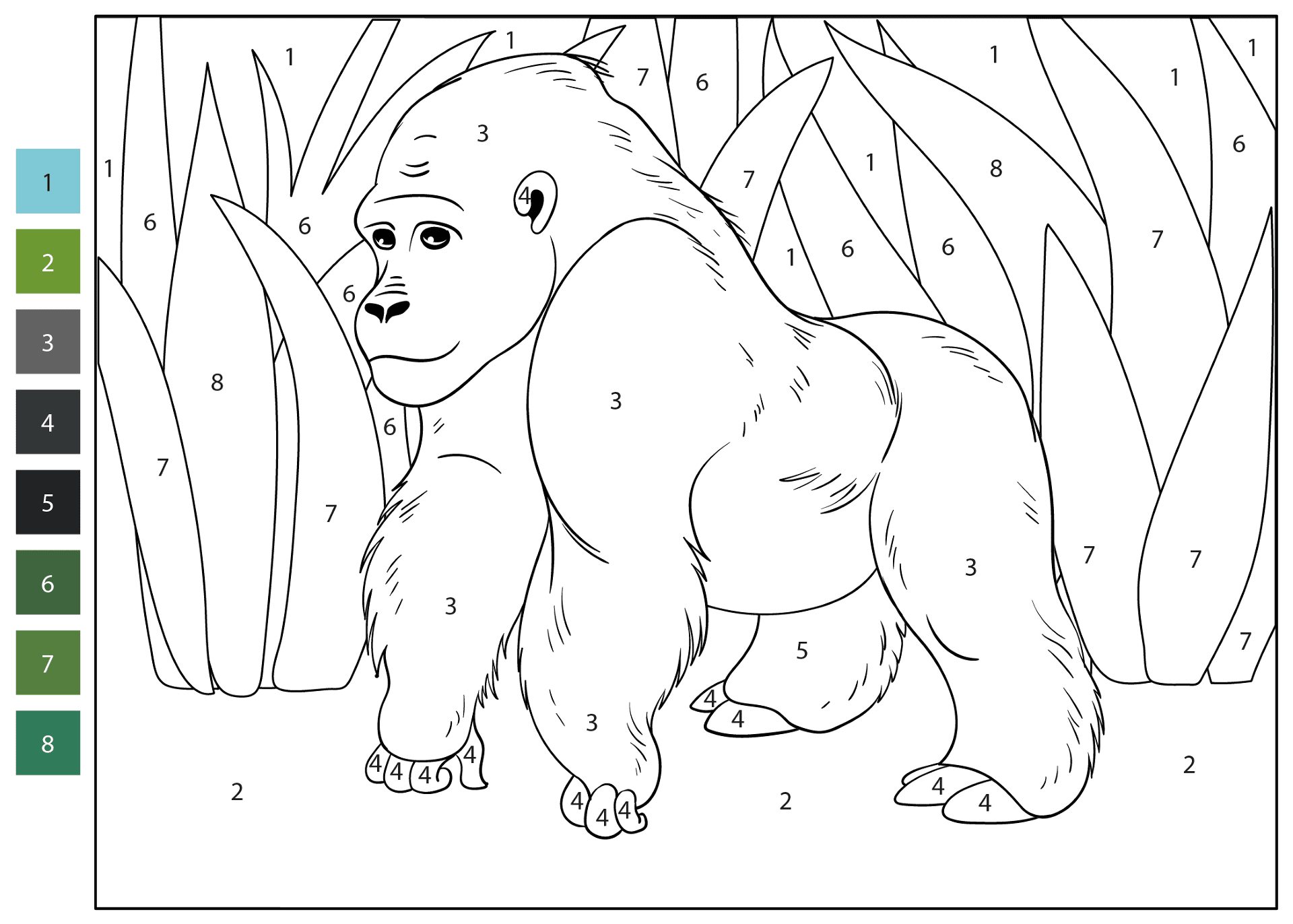 Desenho de Macacos para colorir e imprimir: número 15