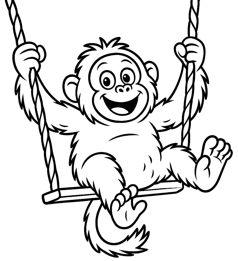 Desenho de Macacos para colorir e imprimir: número 17