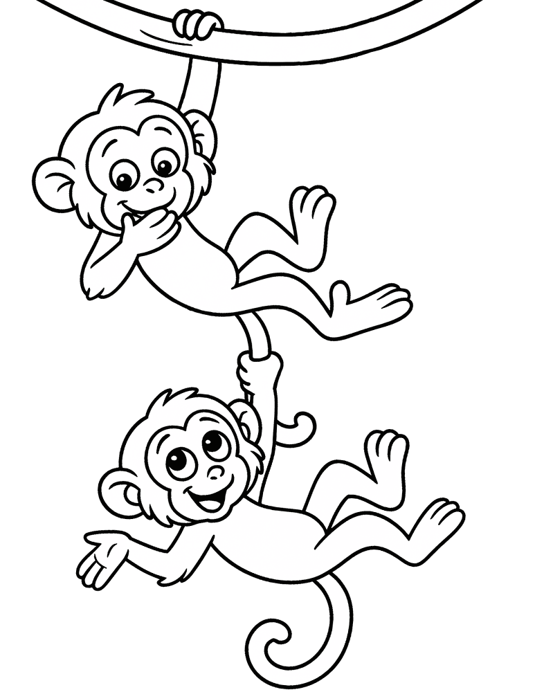 Desenho de Macacos para colorir e imprimir: número 19