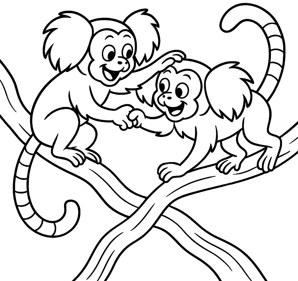 Desenho de Macacos para colorir e imprimir: número 25