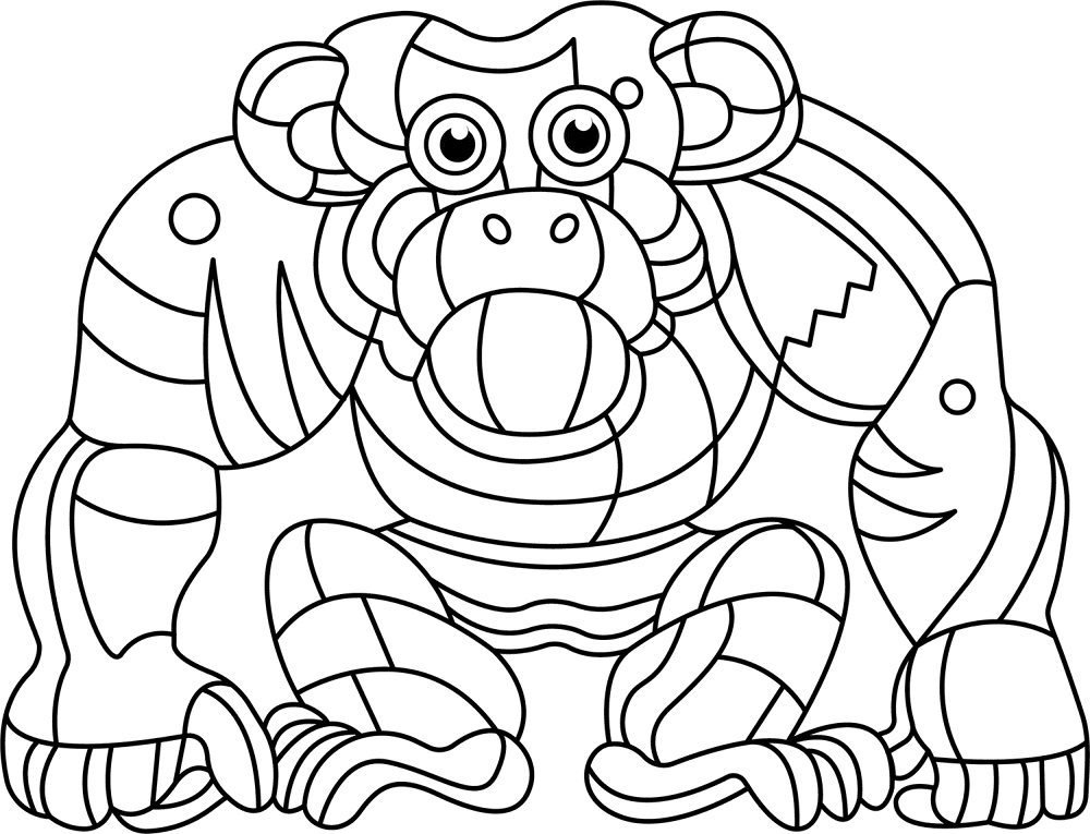 Desenho de Macacos para colorir e imprimir: número 32