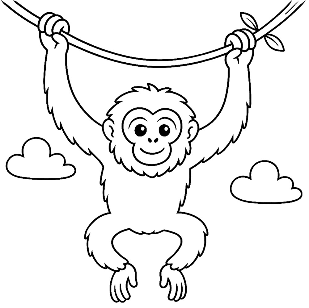 Desenho de Macacos para colorir e imprimir: número 38