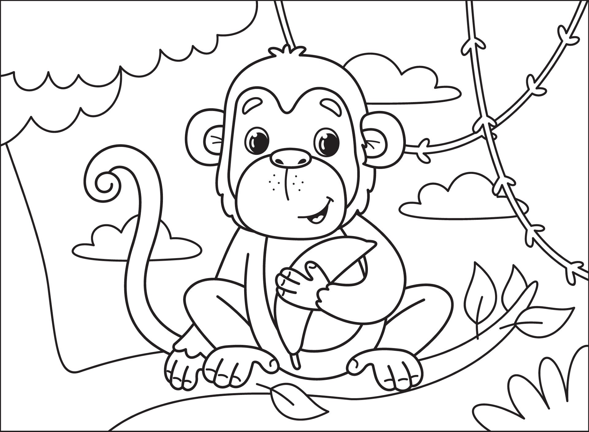 Desenho de Macacos para colorir