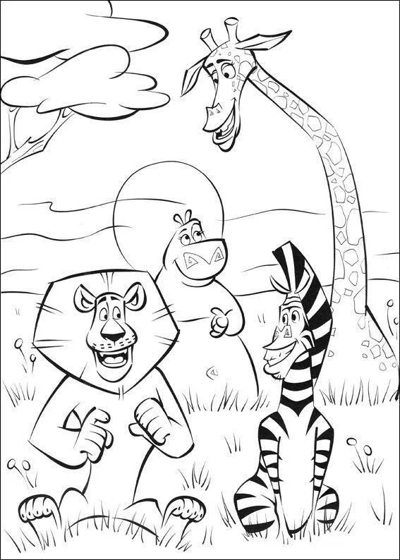 Desenho de Madagascar para colorir e imprimir: número 2