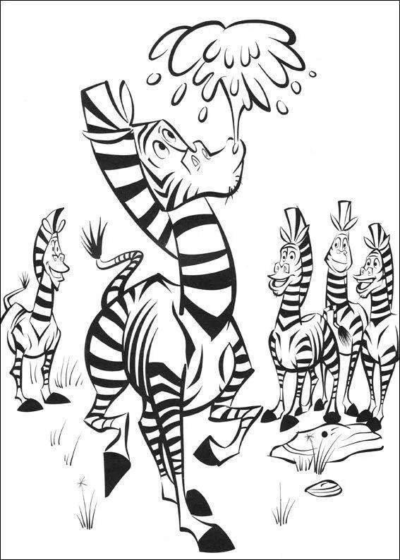 Desenho de Madagascar para colorir e imprimir: número 3