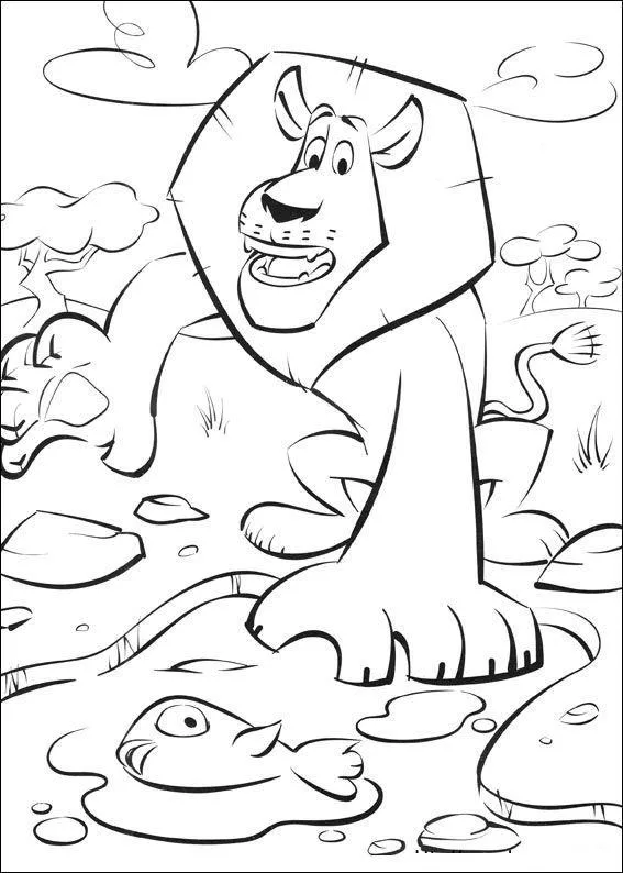Desenho de Madagascar para colorir e imprimir: número 4