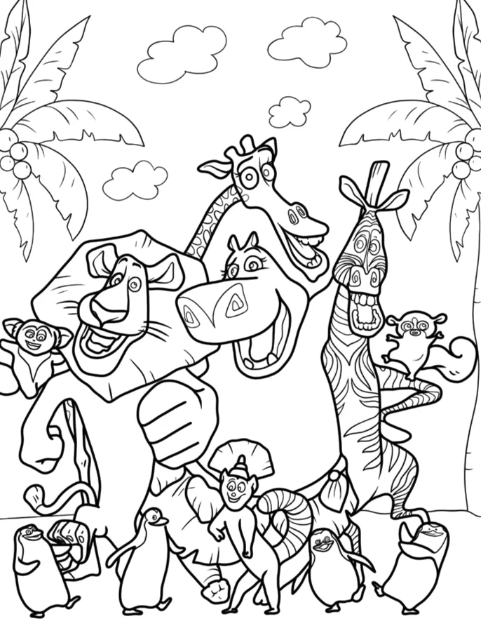 Desenho de Madagascar para colorir e imprimir: número 8