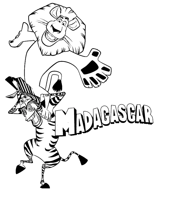 Desenho de Madagascar para colorir e imprimir: número 9