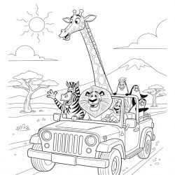 Desenho de Madagascar para colorir e imprimir: número 17