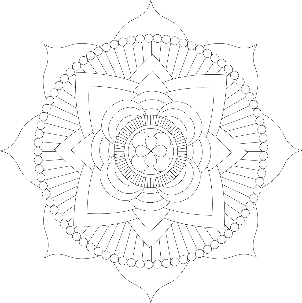 Desenho de Mandala para colorir e imprimir: número 2