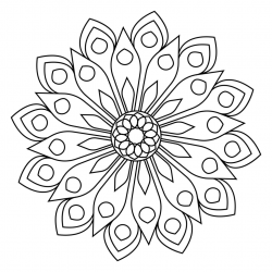 Desenho de Mandala para colorir e imprimir: número 6