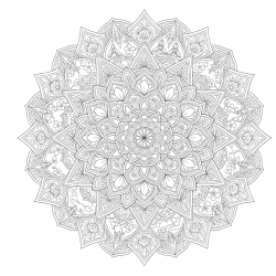 Desenho de Mandala para colorir e imprimir: número 7