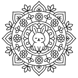 Desenho de Mandala para colorir e imprimir: número 9