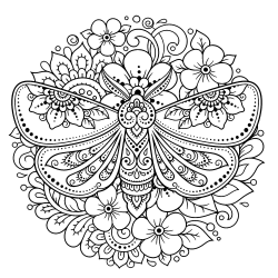 Desenho de Mandala para colorir e imprimir: número 16