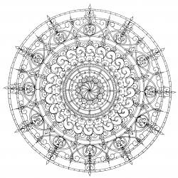 Desenho de Mandala para colorir e imprimir: número 18