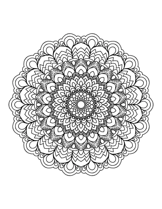Desenho de Mandala para colorir e imprimir: número 20