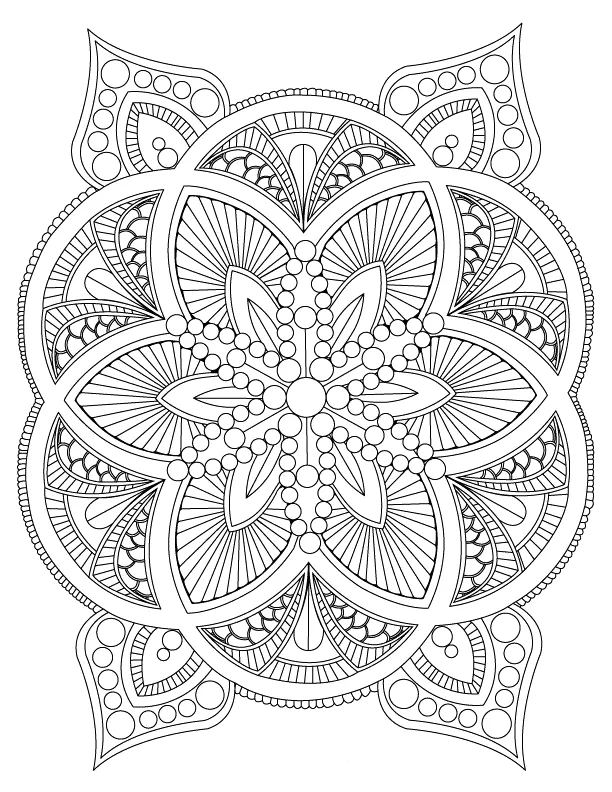 Desenho de Mandala para colorir e imprimir: número 21