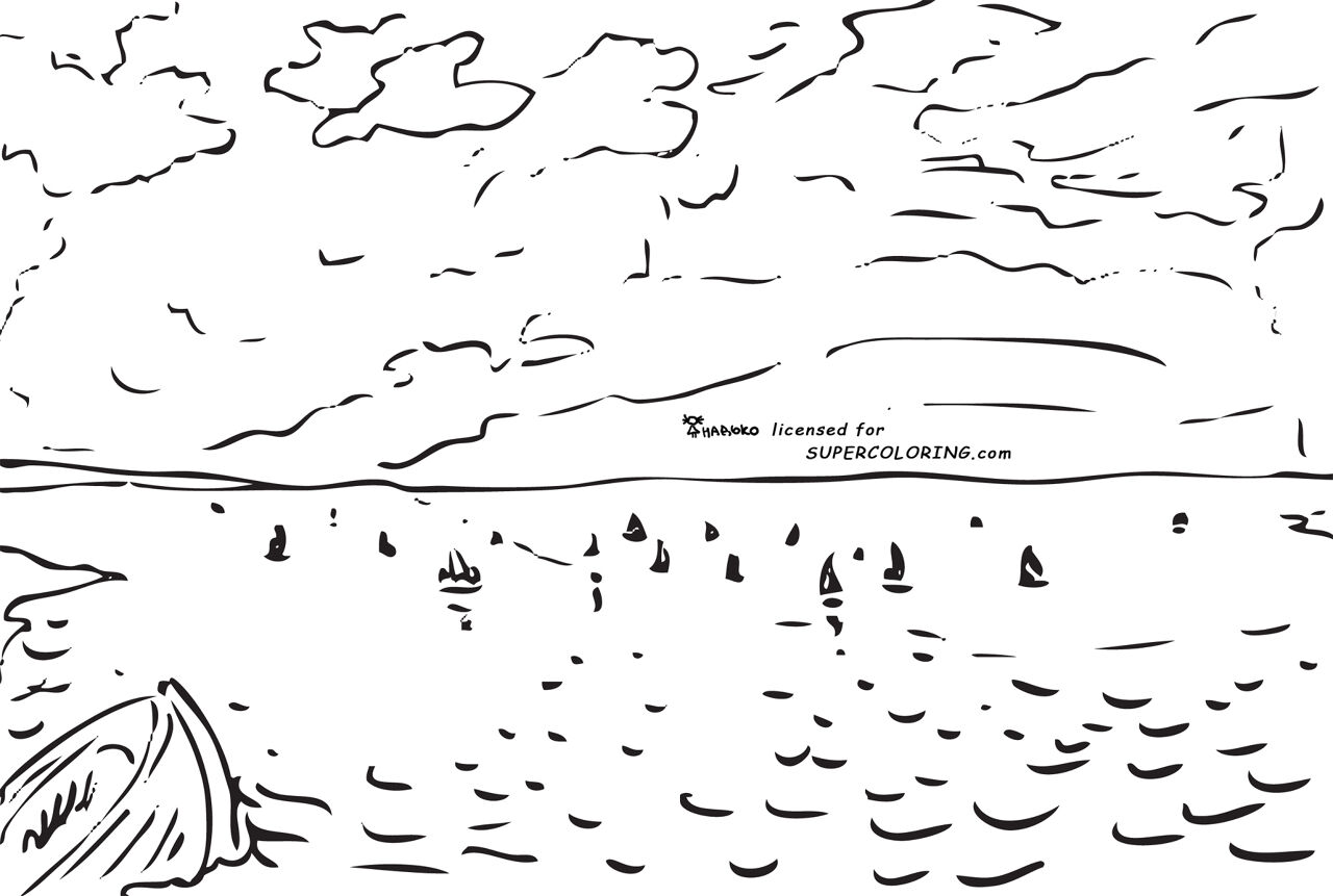 Desenho de Mar para colorir e imprimir: número 2
