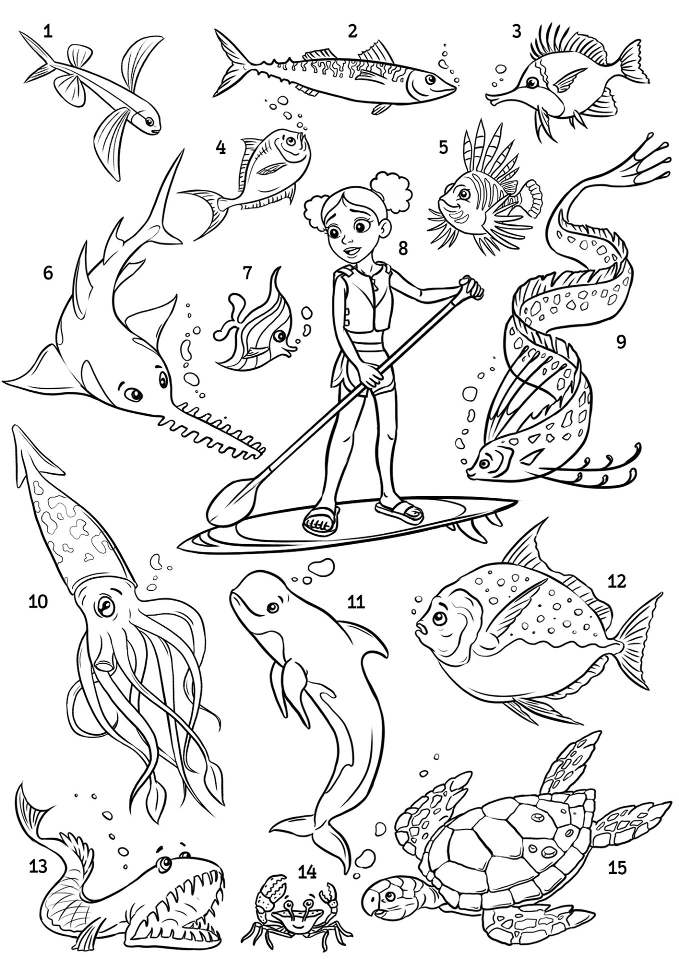 Desenho de Mar para colorir e imprimir: número 16